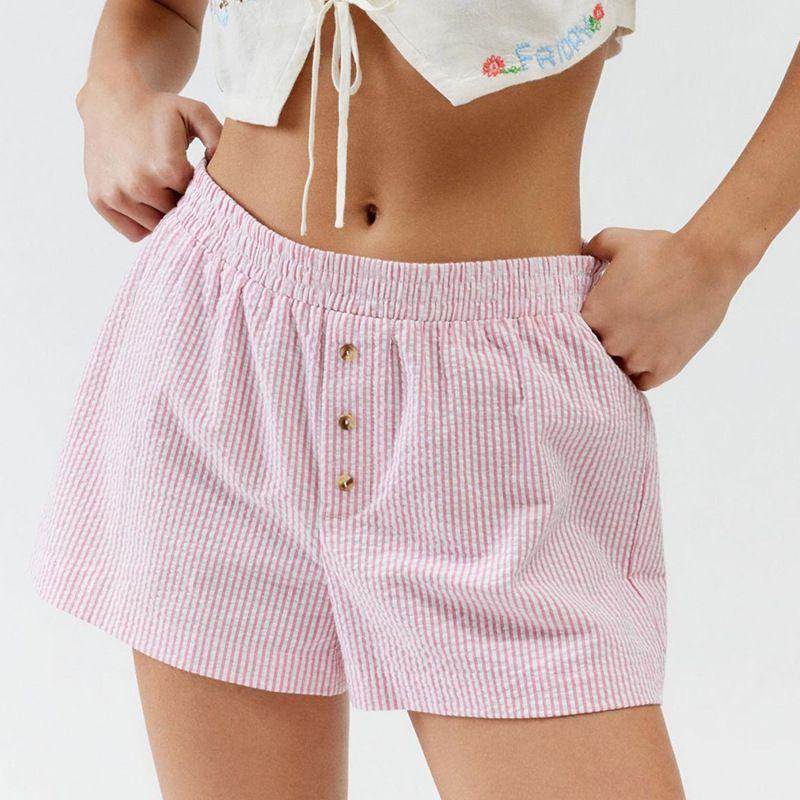 Striped Elastic Low Warm Casual Shorts Stripes Elastic Low Waisted Shorts Light pink M
Striped Elastic Low Warm Casual Shorts Stripes Elastic Low Waisted Shorts Light pink M