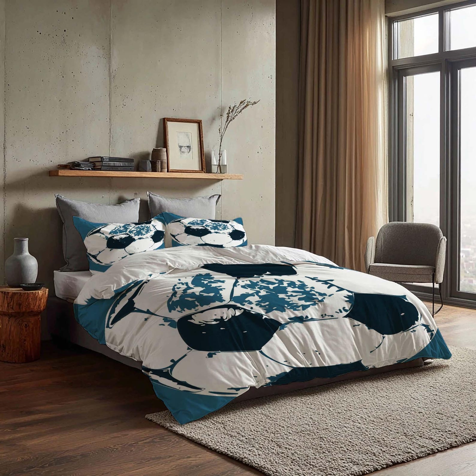 Custom Soccer Ball Duvet Cover Three Bedding Set Personalized Name Birthday Bedding Quilt Cover Christmas Halloween Gift Back to School. 135x200cm
Custom Soccer Ball Duvet Cover Three Bedding Set Personalized Name Birthday Bedding Quilt Cover Christmas Halloween Gift Back to School. 135x200cm