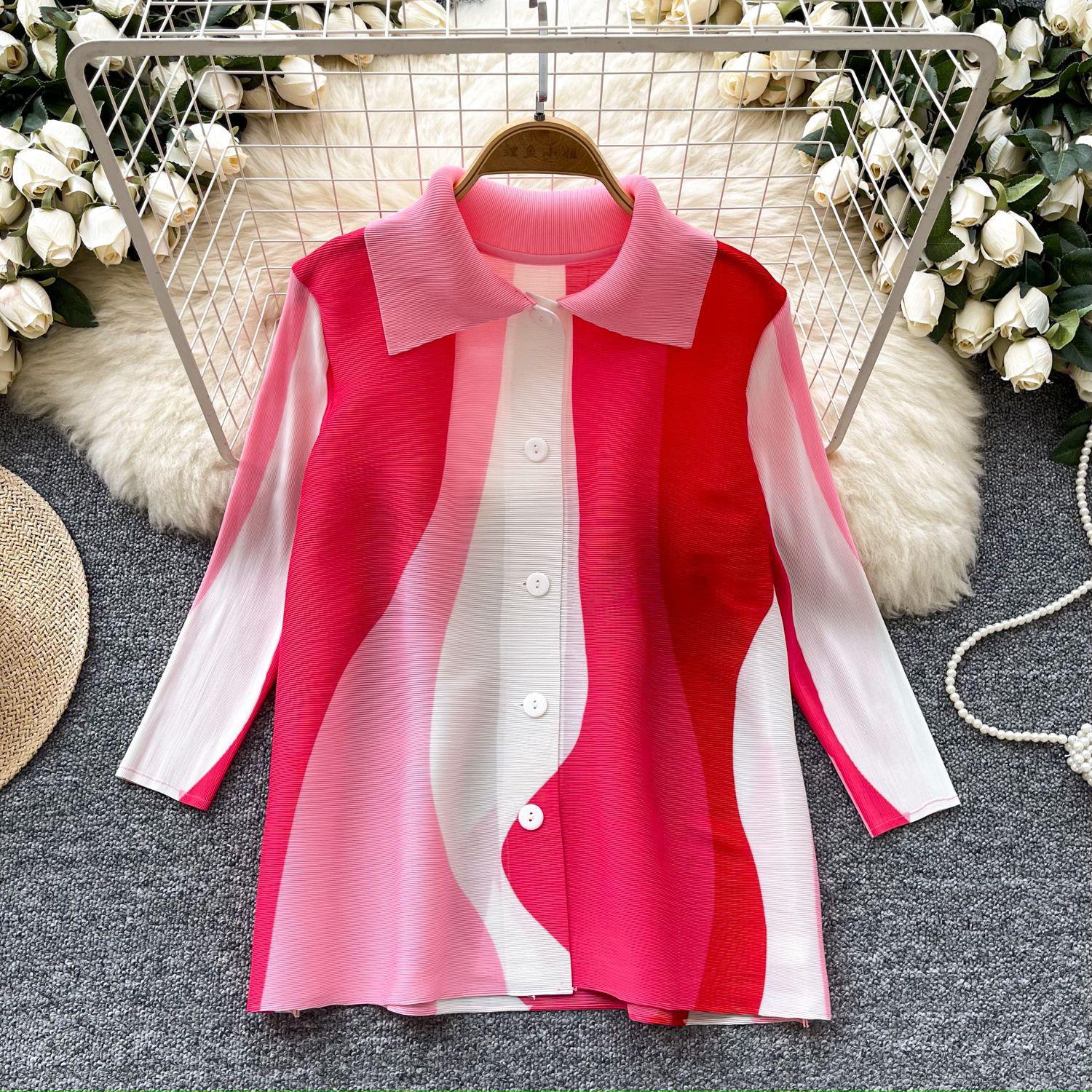 Женская рубашка больших размеров Senior Sense Color Contrast Lapel с длинным рукавом, свободная, утягивающая, однобортная, эластичная, плиссированная One size розы красного
Женская рубашка больших размеров Senior Sense Color Contrast Lapel с длинным рукавом, свободная, утягивающая, однобортная, эластичная, плиссированная One size розы красного