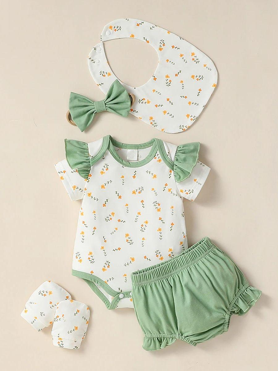 5PCS Girls Baby short Sleeve Printing Flower Cute For Daily BodySuit +Bow headwear+Bib+Gloves 6-9M
5PCS Girls Baby short Sleeve Printing Flower Cute For Daily BodySuit +Bow headwear+Bib+Gloves 6-9M