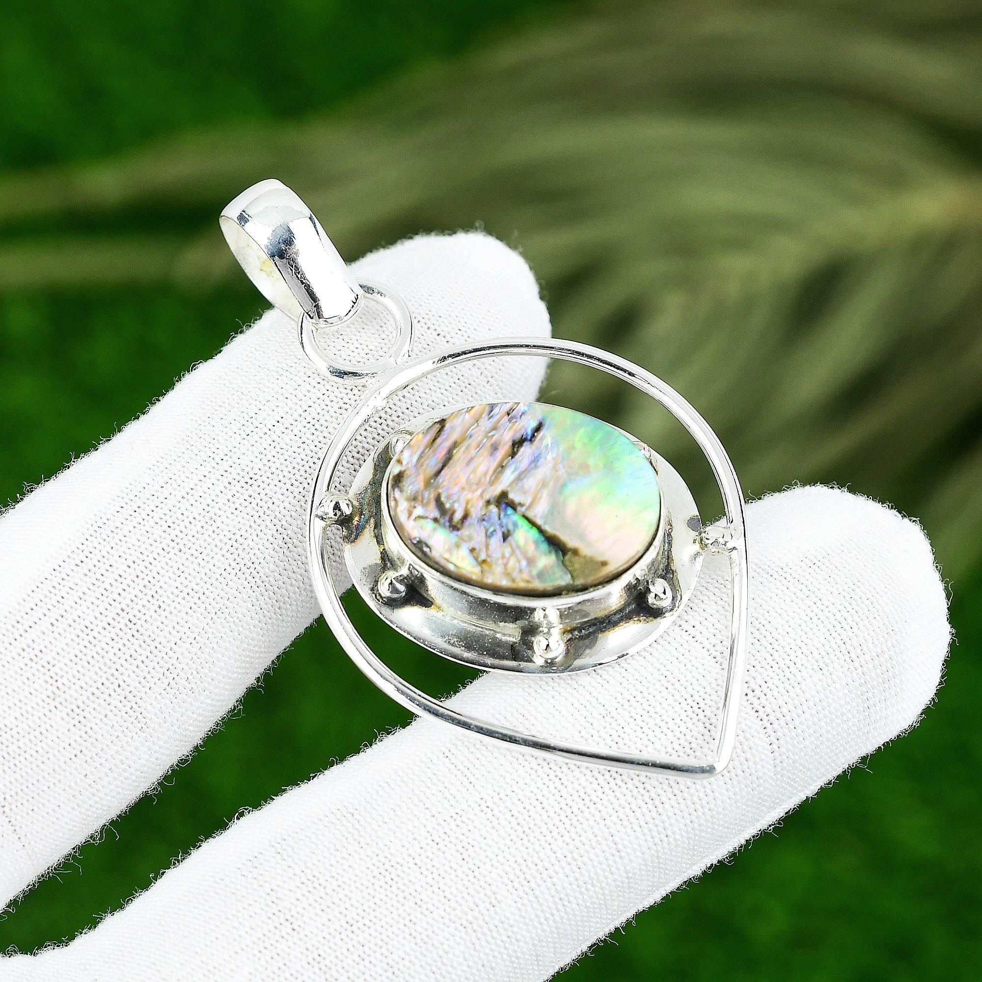 Gift For Her 925 Sterling Silver Natural Abalone Shell Gemstone Jewelry Pendant
Gift For Her 925 Sterling Silver Natural Abalone Shell Gemstone Jewelry Pendant