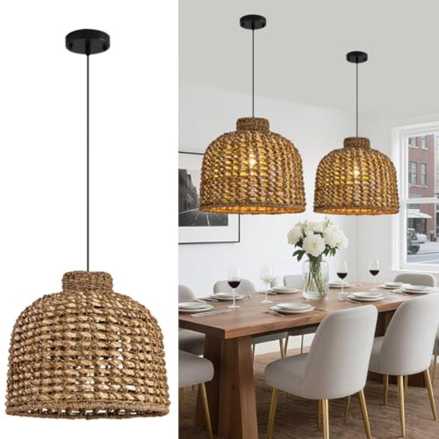 Boho Seagrass Pendant Light 13.78 Hand Woven Rattan Chandelier for Dining Living Bedroom Kitchen Farmhouse Natural Color Sustai
Boho Seagrass Pendant Light 13.78 Hand Woven Rattan Chandelier for Dining Living Bedroom Kitchen Farmhouse Natural Color Sustai