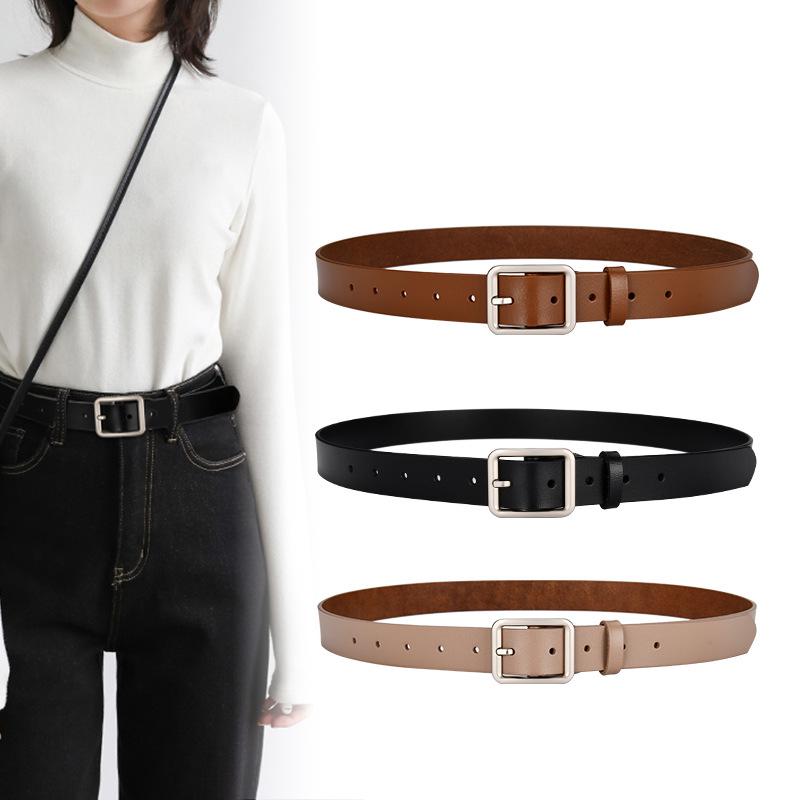 Unisex Genuine Leather Belt with Square Buckle - Korean Style, Fashionable, Versatile Black for Ladies 105cm
Unisex Genuine Leather Belt with Square Buckle - Korean Style, Fashionable, Versatile Black for Ladies 105cm