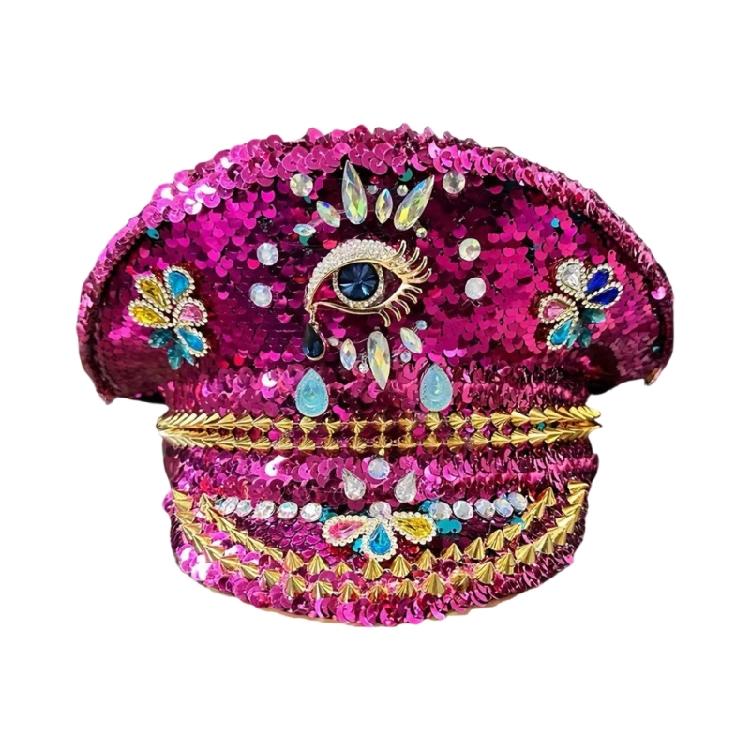 Bridal Captain Hat Jeweled Rhinestones for Women Bride Hat Sparkling Sequins and Eye Photo Props 1
Bridal Captain Hat Jeweled Rhinestones for Women Bride Hat Sparkling Sequins and Eye Photo Props 1