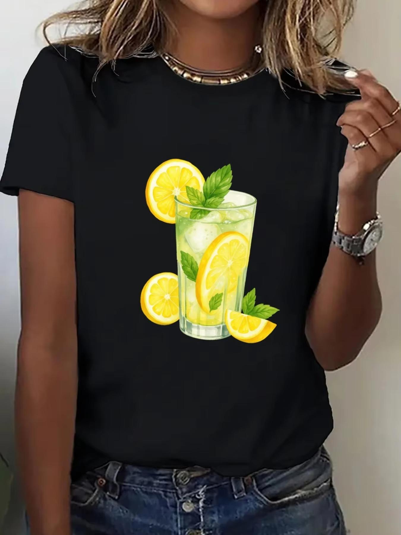 Lemonade Graphic Black Yellow Summer Casual with Lemon Slice Mint Leaf Design Breathable Fit Sleeve Round Neck Everyday S
Lemonade Graphic Black Yellow Summer Casual with Lemon Slice Mint Leaf Design Breathable Fit Sleeve Round Neck Everyday S