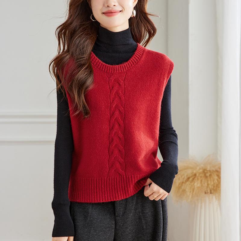 Красный жилет с круглым вырезом Новое весеннее платье Корейский ретро вязаный жилет с косами Топ для женщин One size
Красный жилет с круглым вырезом Новое весеннее платье Корейский ретро вязаный жилет с косами Топ для женщин One size
