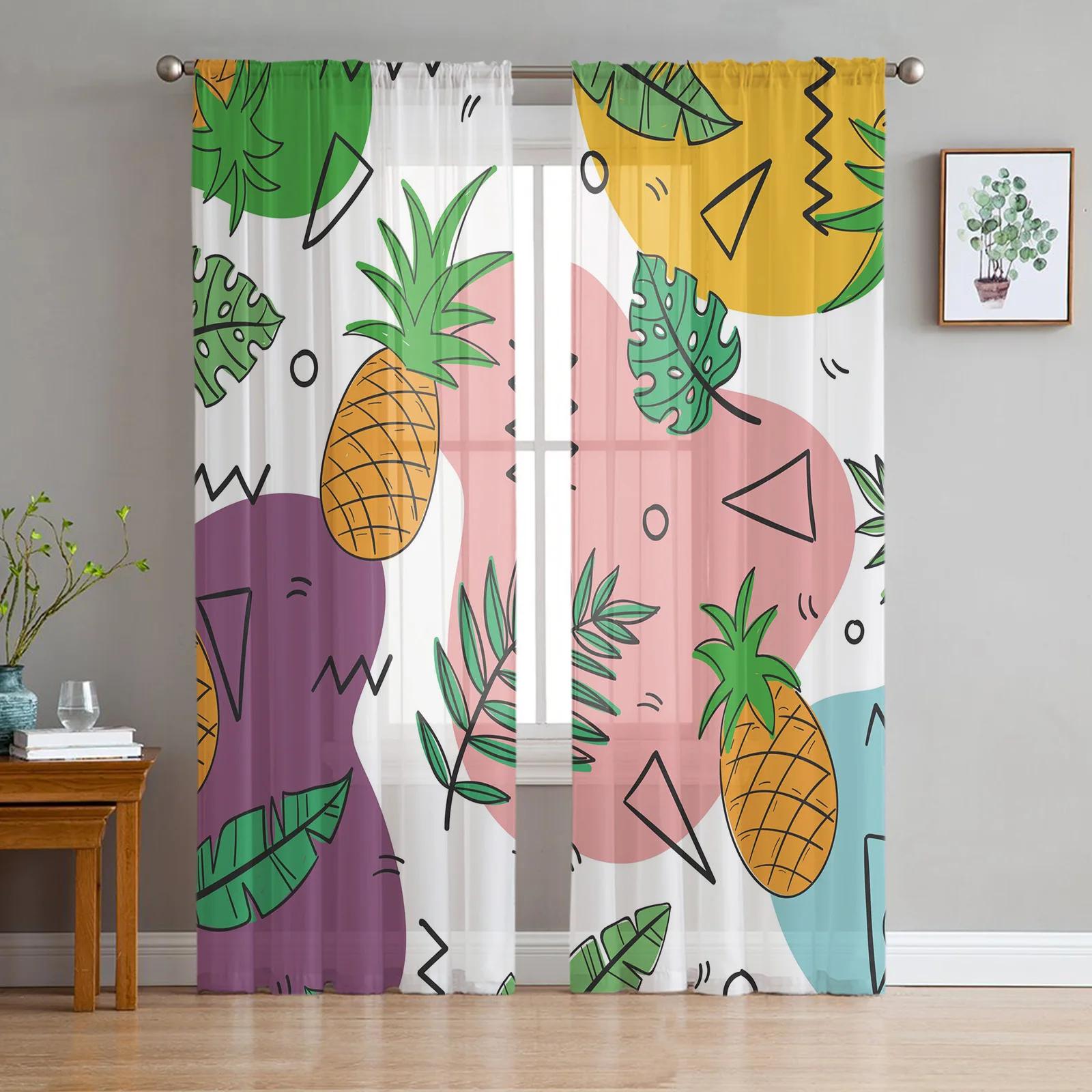 Yellow Pineapple Fruit Flower Tulle Curtains Living Room Bedroom Decoration Transparent Chiffon Voile Window Curtain Light Filtering For Polyester W100*H130(CM)-Rod Pocket&2PCS
Yellow Pineapple Fruit Flower Tulle Curtains Living Room Bedroom Decoration Transparent Chiffon Voile Window Curtain Light Filtering For Polyester W100*H130(CM)-Rod Pocket&2PCS