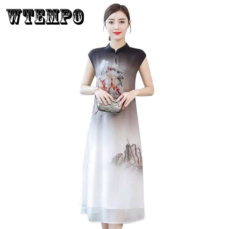 Cheongsam M-XXXXXL размера плюс, летнее шифоновое платье в китайском стиле, юбка выше колена с принтом длиной до колена
Cheongsam M-XXXXXL размера плюс, летнее шифоновое платье в китайском стиле, юбка выше колена с принтом длиной до колена