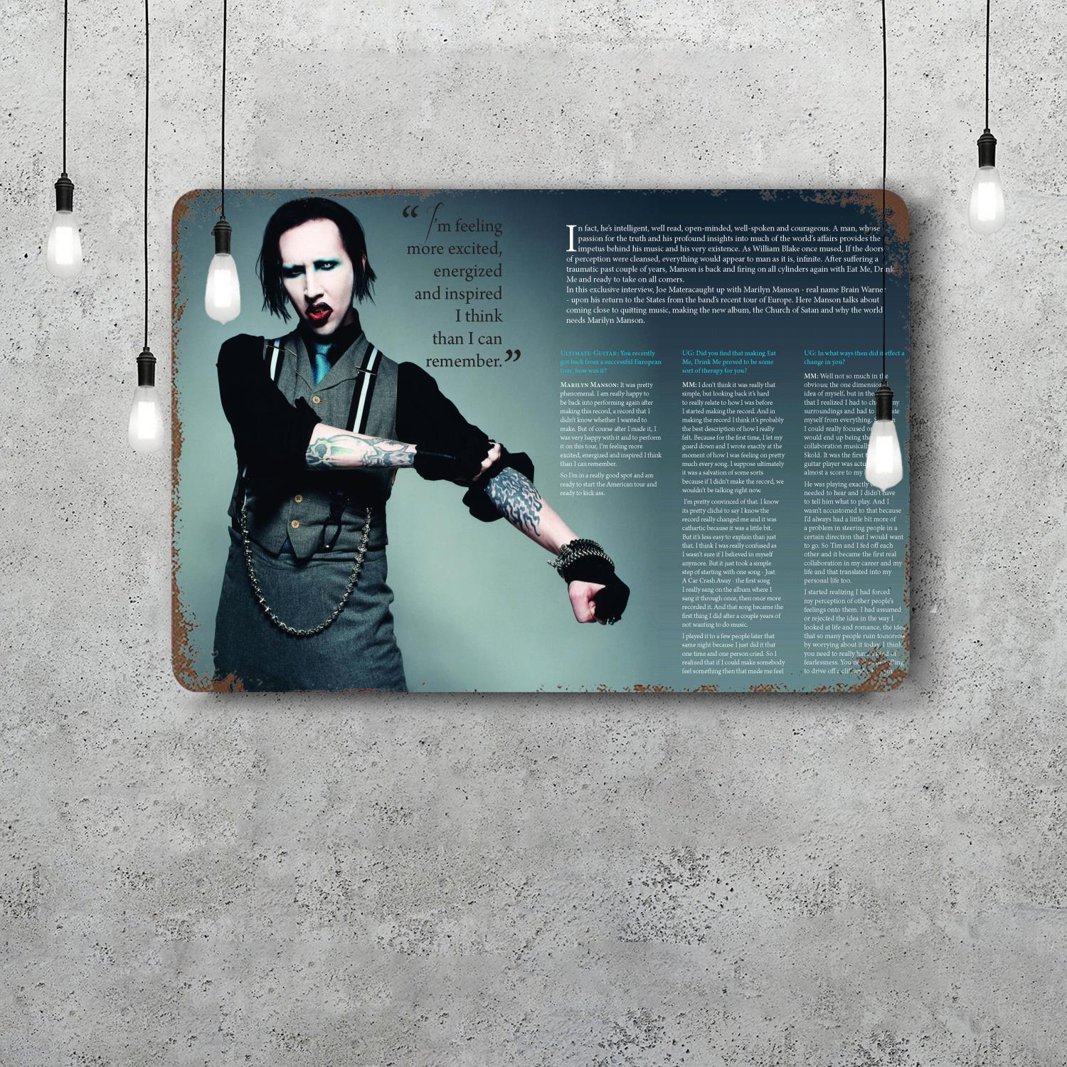 marilyn manson Vintage Metal Tin Signs Posters Decor Retro Metal Plaque Wall Art Decor for Garage Bar 20x30cm(7.8x11.8inch)
marilyn manson Vintage Metal Tin Signs Posters Decor Retro Metal Plaque Wall Art Decor for Garage Bar 20x30cm(7.8x11.8inch)