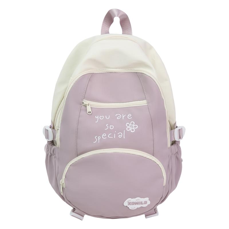 Рюкзак с контрастной строчкой для ученика средней школы Small фиолетовый/белый