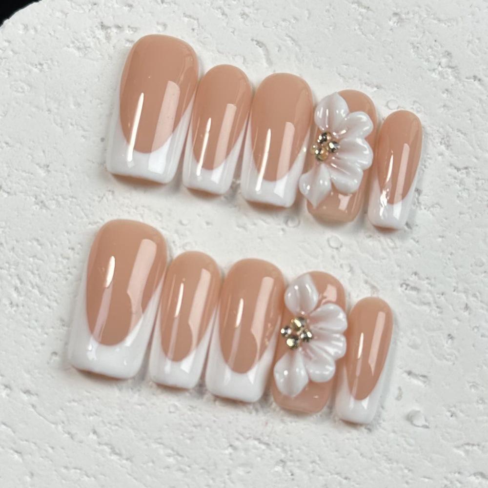 European & American Style Handmade 3D Flower French Manicure Press-On Square Nails Large
European & American Style Handmade 3D Flower French Manicure Press-On Square Nails Large