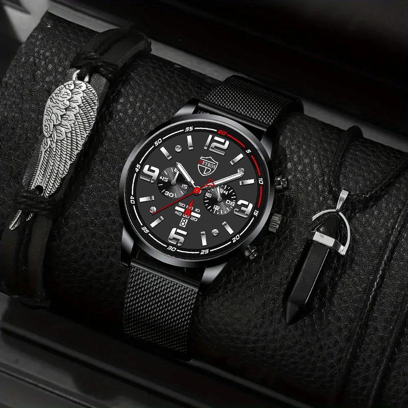 3 шт./набор, 1 шт. модные мужские повседневные кварцевые часы из нержавеющей стали с сетчатым ремешком, 1 шт. браслет и 1 шт. ожерелье с
3 шт./набор, 1 шт. модные мужские повседневные кварцевые часы из нержавеющей стали с сетчатым ремешком, 1 шт. браслет и 1 шт. ожерелье с