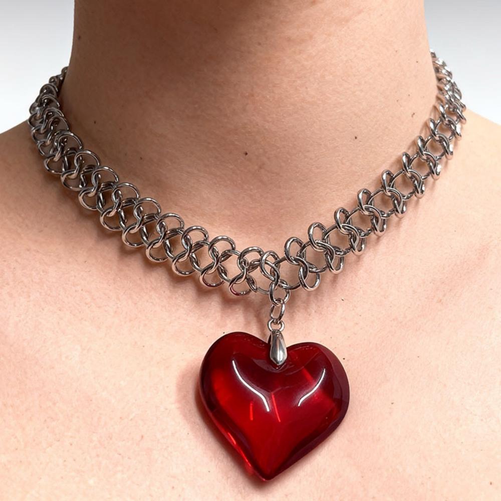 Minimalist Heart Glass Pendant Necklace For Women Men Fashion Punk Metal Vintage Grunge Jewelry Accessories Lover Choker Y2K
Minimalist Heart Glass Pendant Necklace For Women Men Fashion Punk Metal Vintage Grunge Jewelry Accessories Lover Choker Y2K