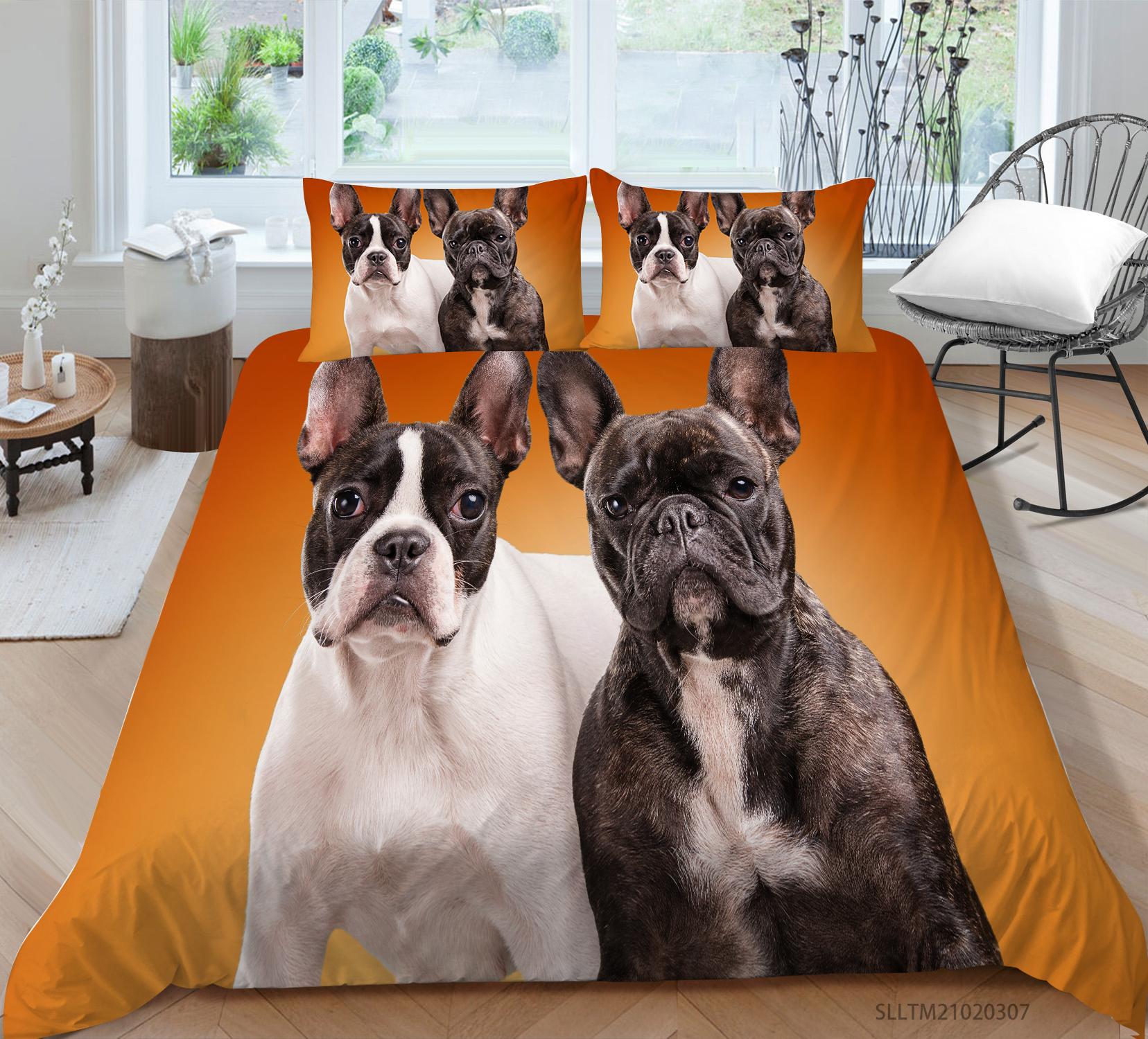 3D Животное Домашний Постельный Комплект Питомца Пододеяльник Постельный Комплект с Принтом Собаки Детская Комната Односпальная/Двуспальная Кровать Мягкое Домашнее Украшение Подарок EU Single 135x200cm