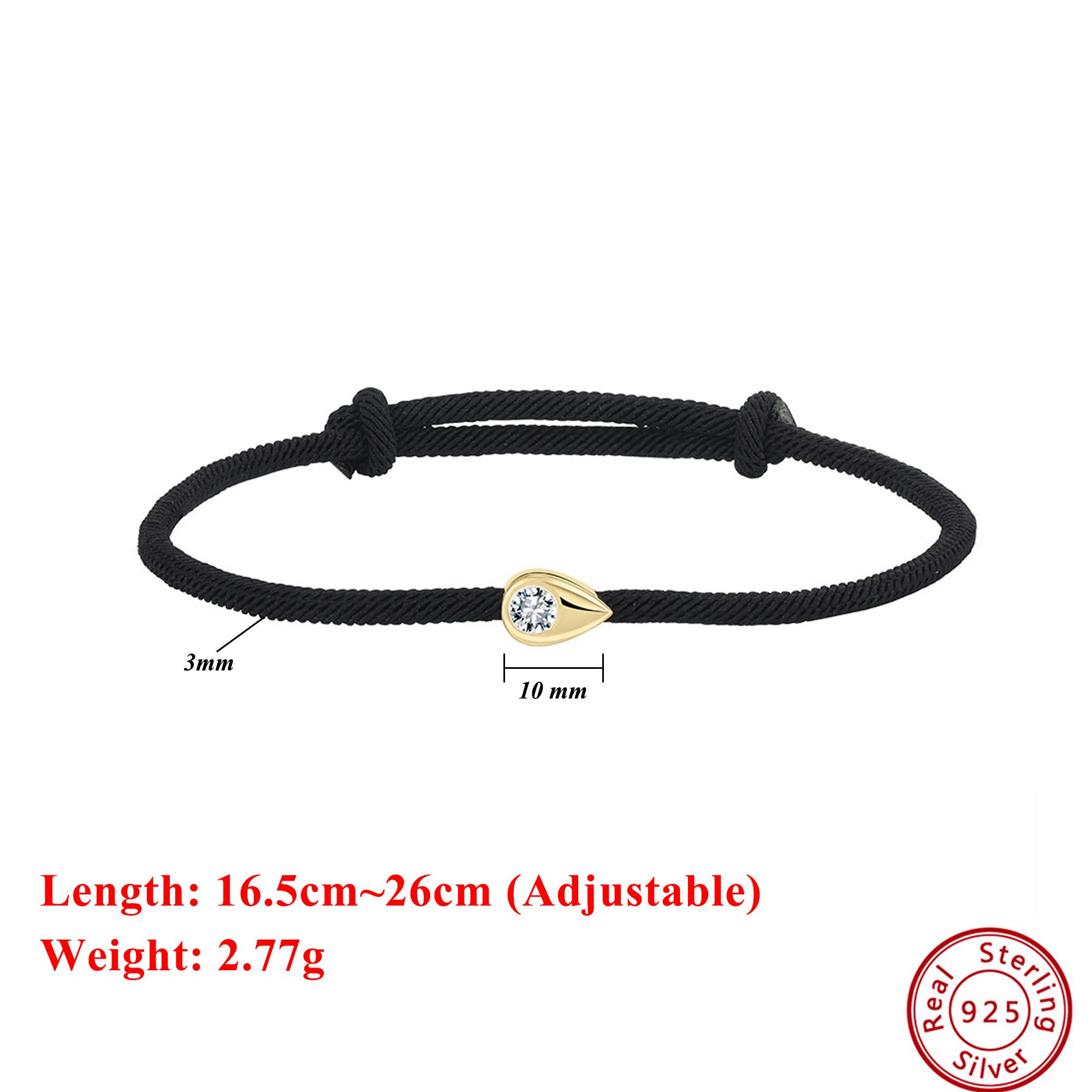 EFFIE QUEEN S925 Silver Black Rope Bracelet With White Sparkling Zirconia Ornament Water Drop Style Adjustable Chain Gift APB06
EFFIE QUEEN S925 Silver Black Rope Bracelet With White Sparkling Zirconia Ornament Water Drop Style Adjustable Chain Gift APB06