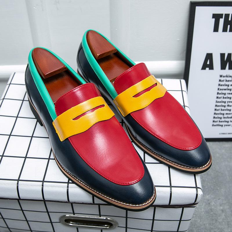 Large size new leather shoes fashion business casual leather shoes trend color matching one pedal youth loafers men 38
Large size new leather shoes fashion business casual leather shoes trend color matching one pedal youth loafers men 38