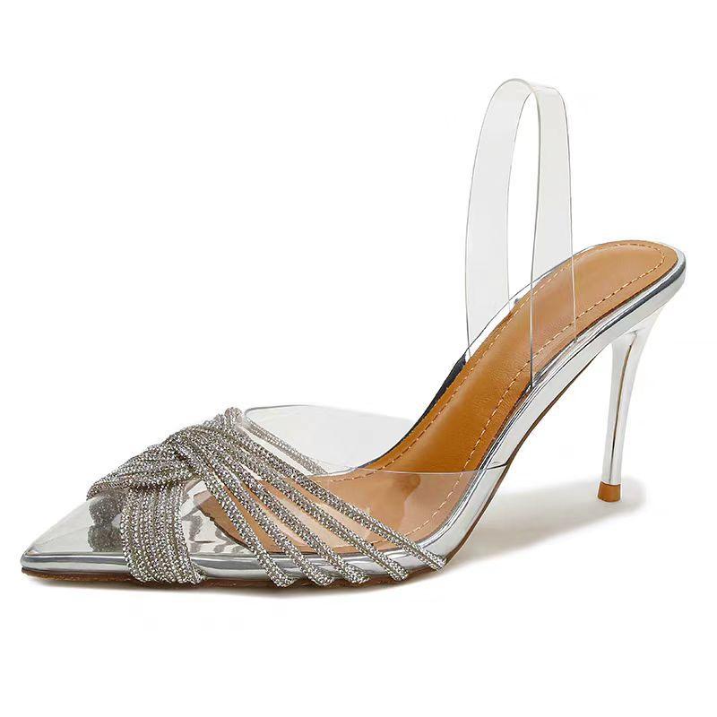 Point transparent rhinestone high heels one-word sandals summer new wear sexy slippers sandals women 34
Point transparent rhinestone high heels one-word sandals summer new wear sexy slippers sandals women 34