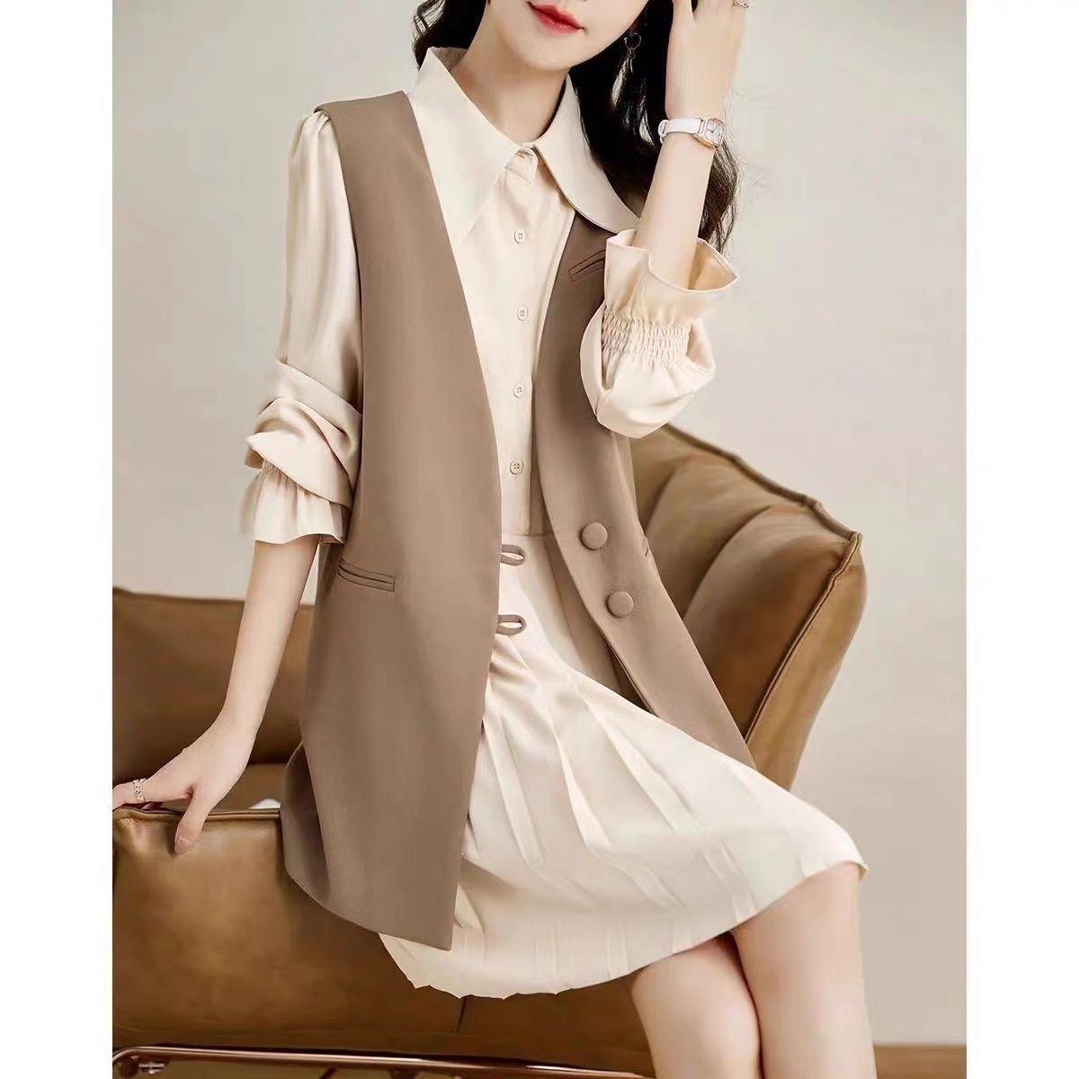 2026 Spring/Autumn Women s Two-Piece Dress Set: Loose Slimming Skirt with Vest for Commute. XL Recommended 120-135 lbs
2026 Spring/Autumn Women s Two-Piece Dress Set: Loose Slimming Skirt with Vest for Commute. XL Recommended 120-135 lbs