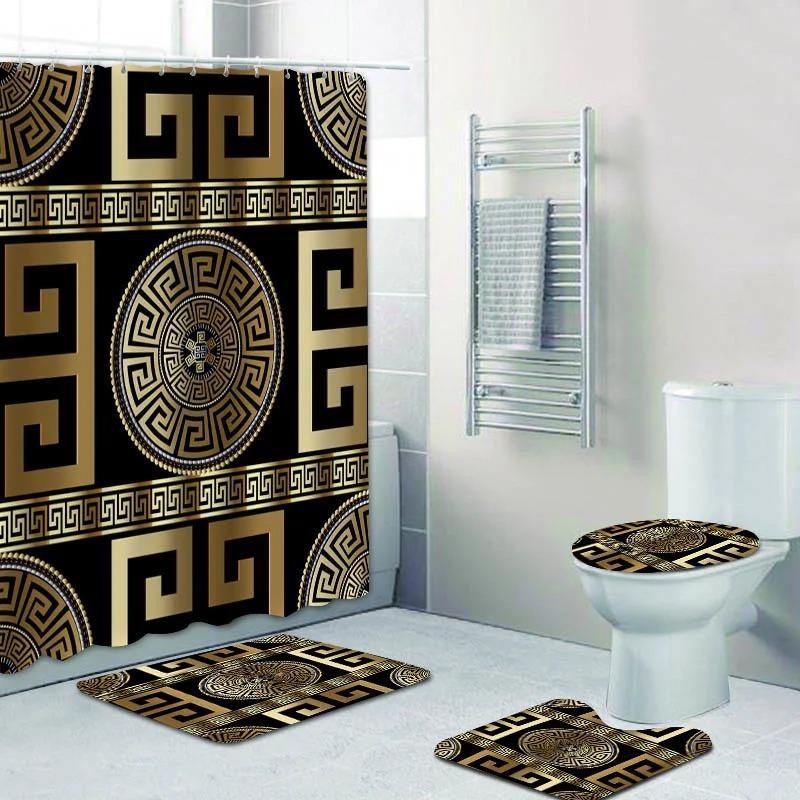3D Luxury Black Gold Greek Key Meander Baroque Bathroom Curtains Shower Curtain Set For Bathroom Modern Geometric Bath Rug Decor W60H190(CM)-1 Pcs
3D Luxury Black Gold Greek Key Meander Baroque Bathroom Curtains Shower Curtain Set For Bathroom Modern Geometric Bath Rug Decor W60H190(CM)-1 Pcs