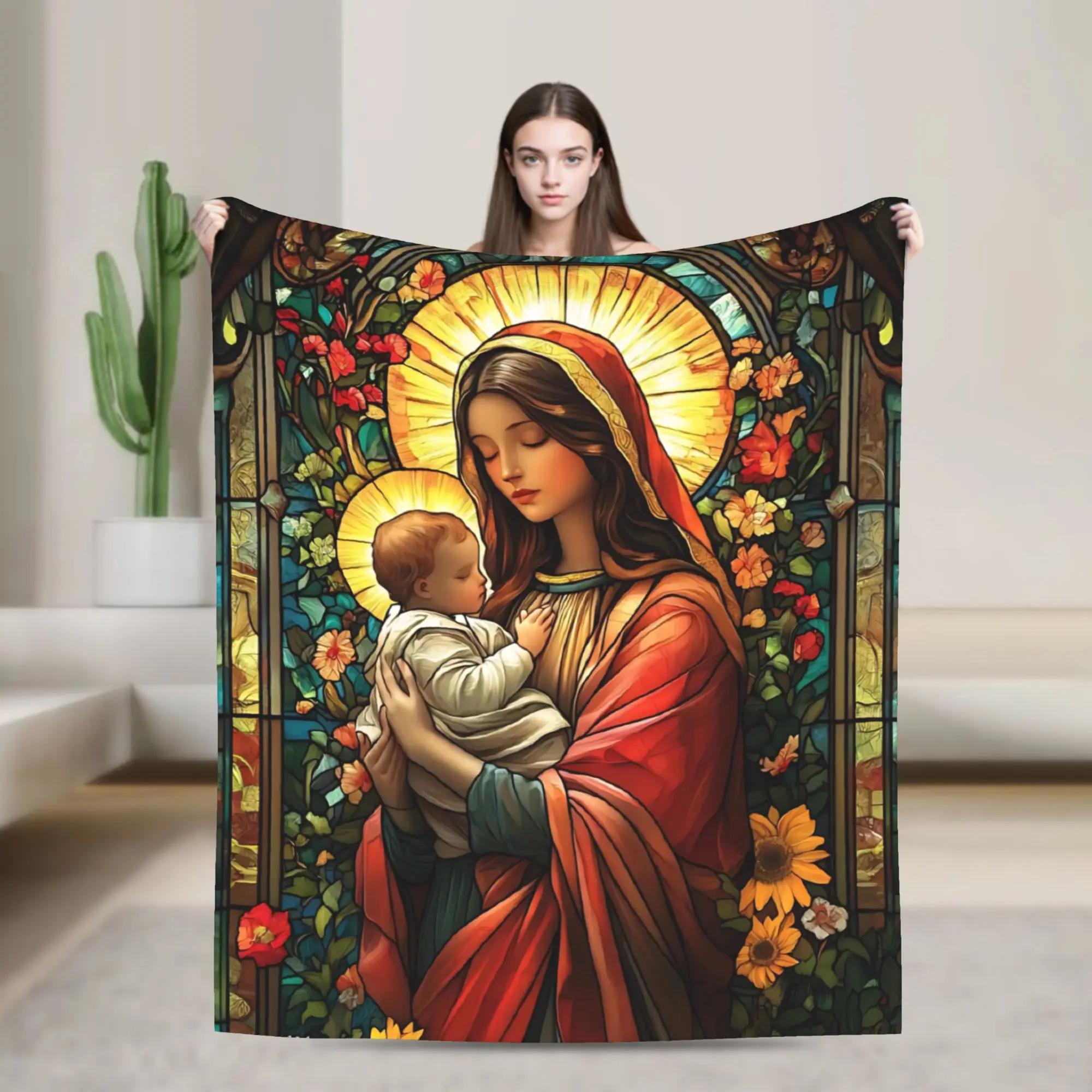 Warm Soft Flannel Blanket with Virgin Mary and Roses Design Travel Throw for Sofa Bed Outdoor Use 40x50inch 101x127cm
Warm Soft Flannel Blanket with Virgin Mary and Roses Design Travel Throw for Sofa Bed Outdoor Use 40x50inch 101x127cm
