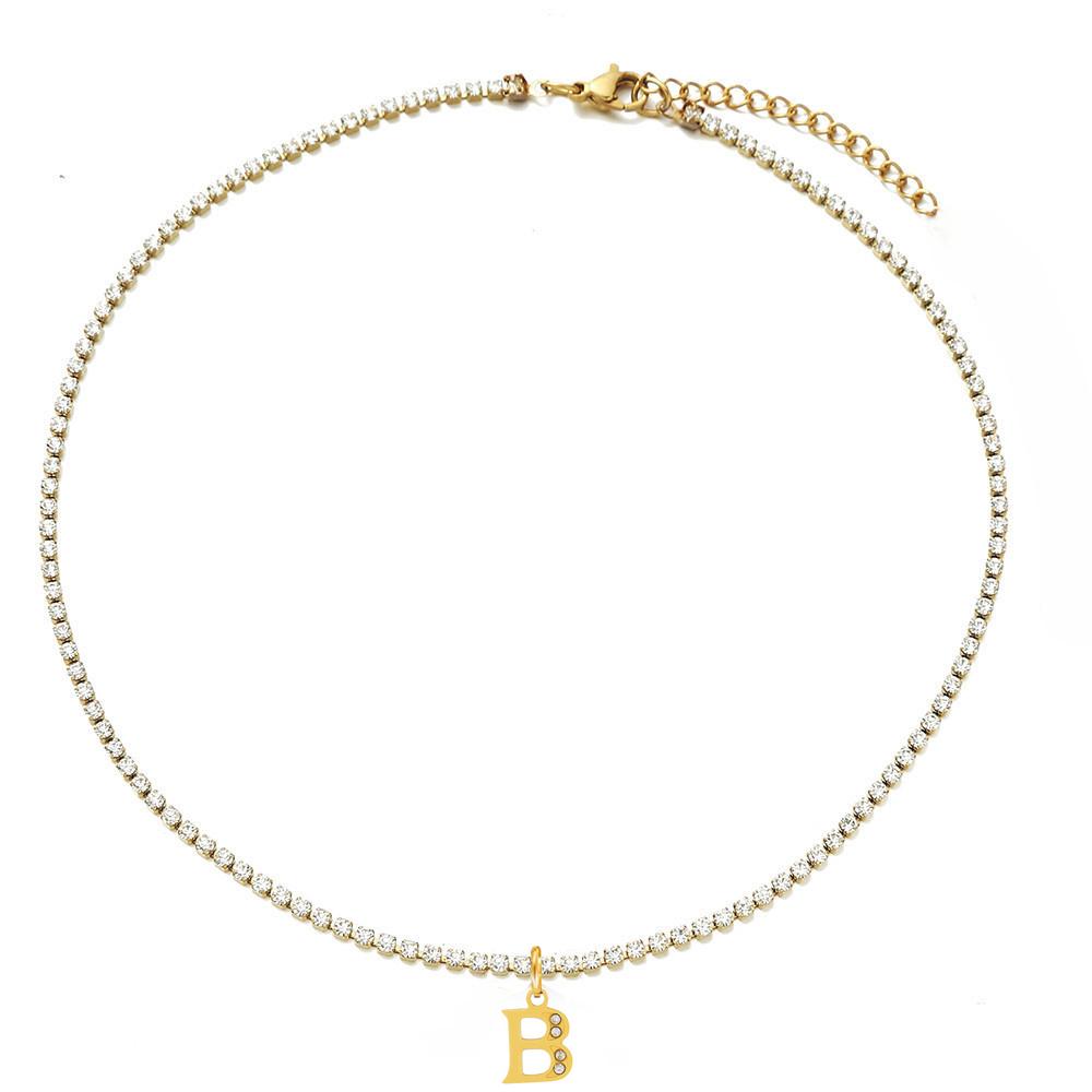 A-Z CZ Initial Letter Name Pendant Female Gold Color Stainless Steel Zircon Tennis Chain Necklace For Women Trendy Jewelry Gifts Gold Color&35cm and 5cm
A-Z CZ Initial Letter Name Pendant Female Gold Color Stainless Steel Zircon Tennis Chain Necklace For Women Trendy Jewelry Gifts Gold Color&35cm and 5cm