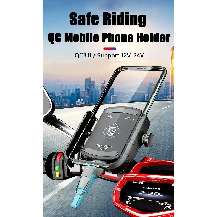 Motorcycle Wireless Charger Phone Holder USB-C 3.0 Quick Charger FOR 4-7 Inch Phone GPS Moto Support Cellphone Handlebar Mount
Motorcycle Wireless Charger Phone Holder USB-C 3.0 Quick Charger FOR 4-7 Inch Phone GPS Moto Support Cellphone Handlebar Mount