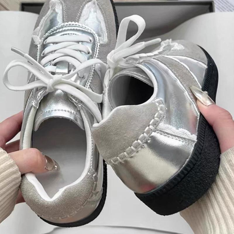 Silver sneakers women s summer lace color matching German training shoes ballet platform white shoes casual round head board shoes 35 серебряный
Silver sneakers women s summer lace color matching German training shoes ballet platform white shoes casual round head board shoes 35 серебряный