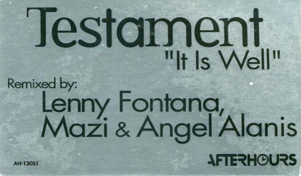 12inch Record TESTAMENT - It Is Well AH130 Afterhours 1999 US Dance & Electronica Used
12inch Record TESTAMENT - It Is Well AH130 Afterhours 1999 US Dance & Electronica Used