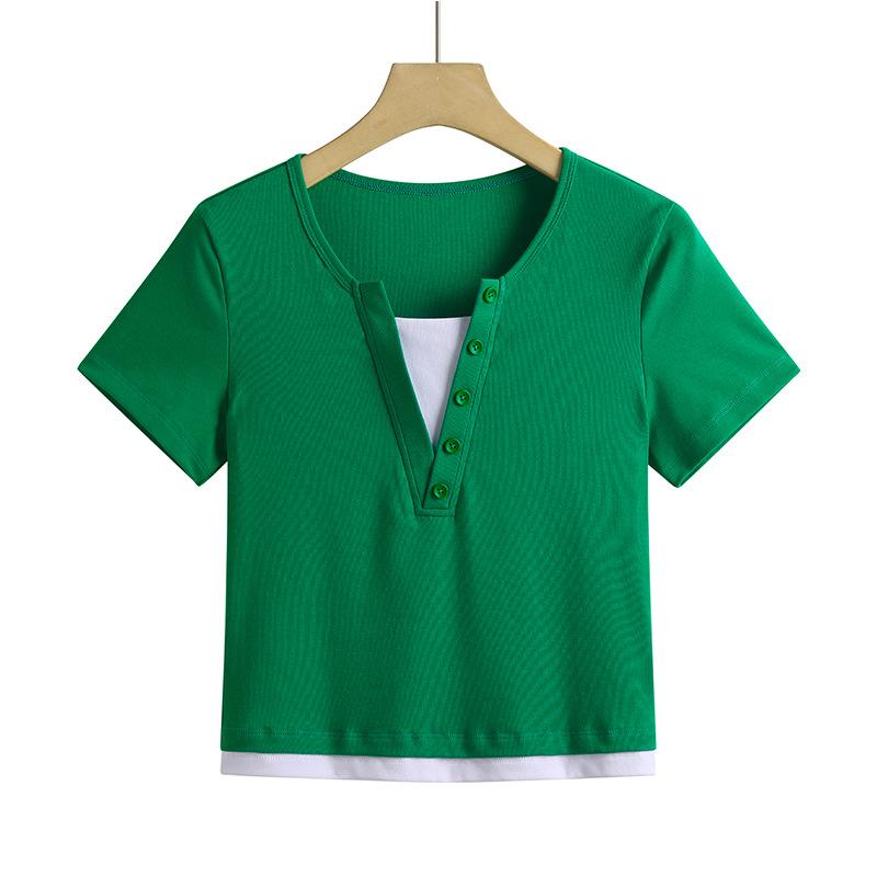 Двухсекционная короткая модная универсальная корейская версия на пуговицах с v-образным вырезом и высокой талией, летняя футболка 2024 г., хлопковая футболка с половиной рукавов XXXL зелёный
Двухсекционная короткая модная универсальная корейская версия на пуговицах с v-образным вырезом и высокой талией, летняя футболка 2024 г., хлопковая футболка с половиной рукавов XXXL зелёный