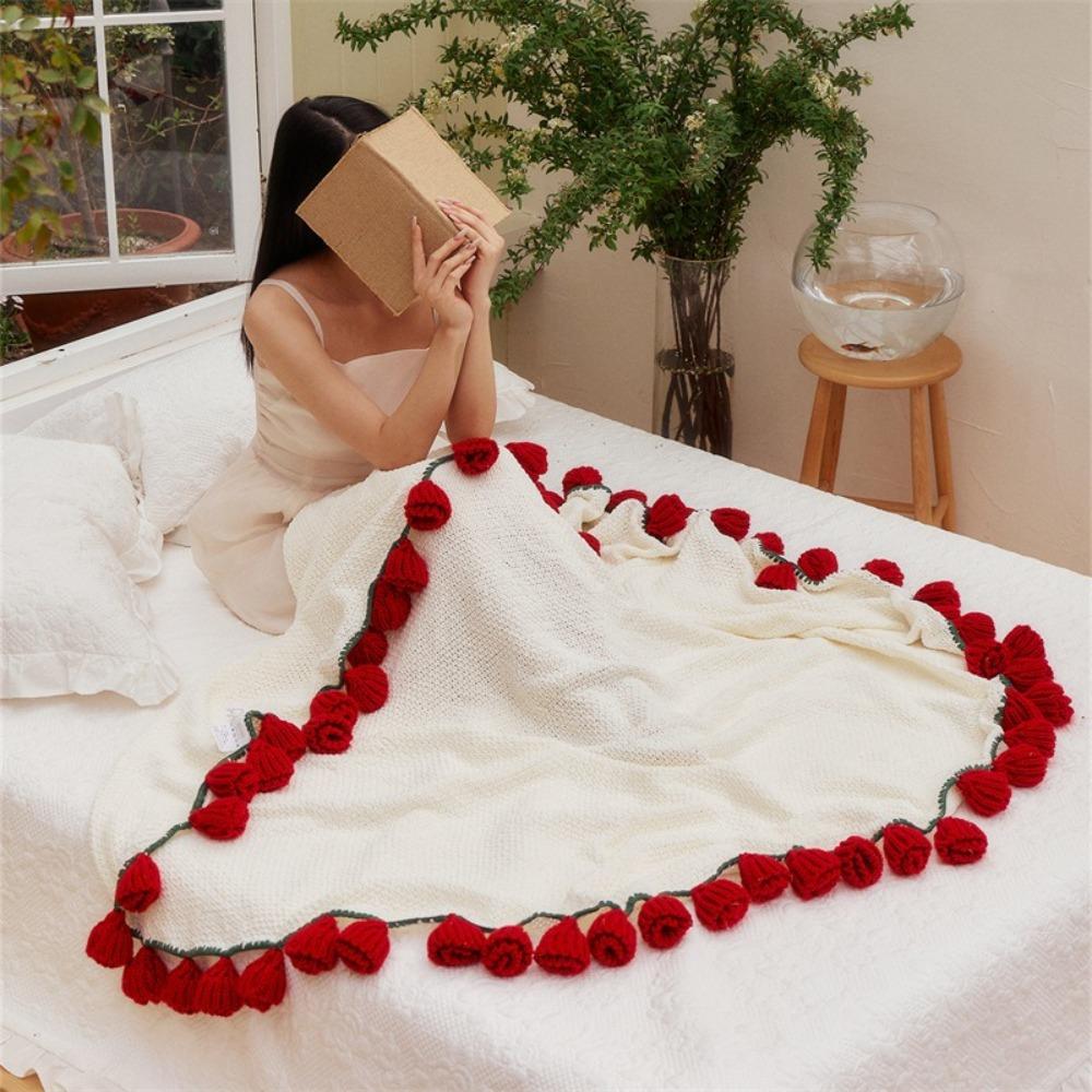 Готова ковдра з букетом квітів, модна штучна в язана ковдра до Дня матері Rose 
Готова ковдра з букетом квітів, модна штучна в язана ковдра до Дня матері Rose