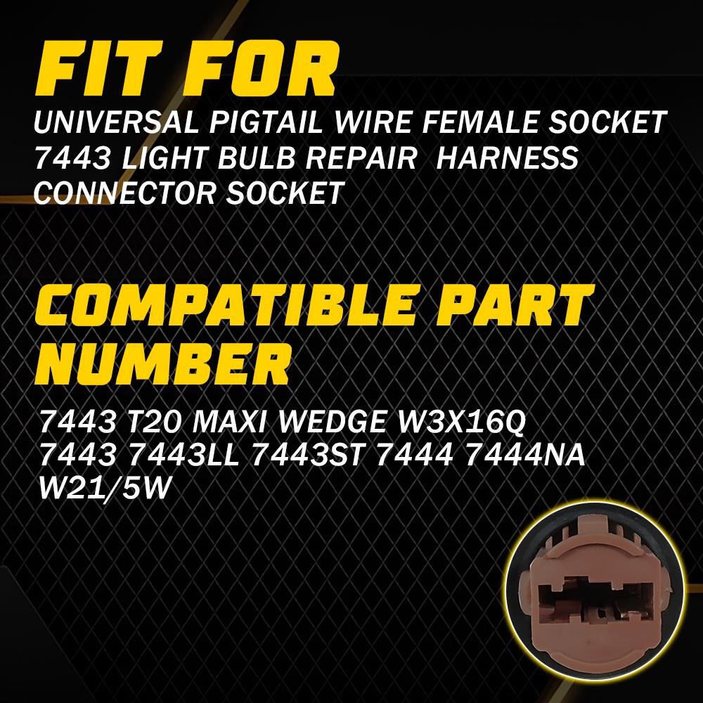 2Pcs 7443 T20 Tail Lamp Rear Socket For Universal Pigtail Wire Female Socket 7443LL 7443ST 7444 7444NA W21/5W Light Bulb United States
2Pcs 7443 T20 Tail Lamp Rear Socket For Universal Pigtail Wire Female Socket 7443LL 7443ST 7444 7444NA W21/5W Light Bulb United States