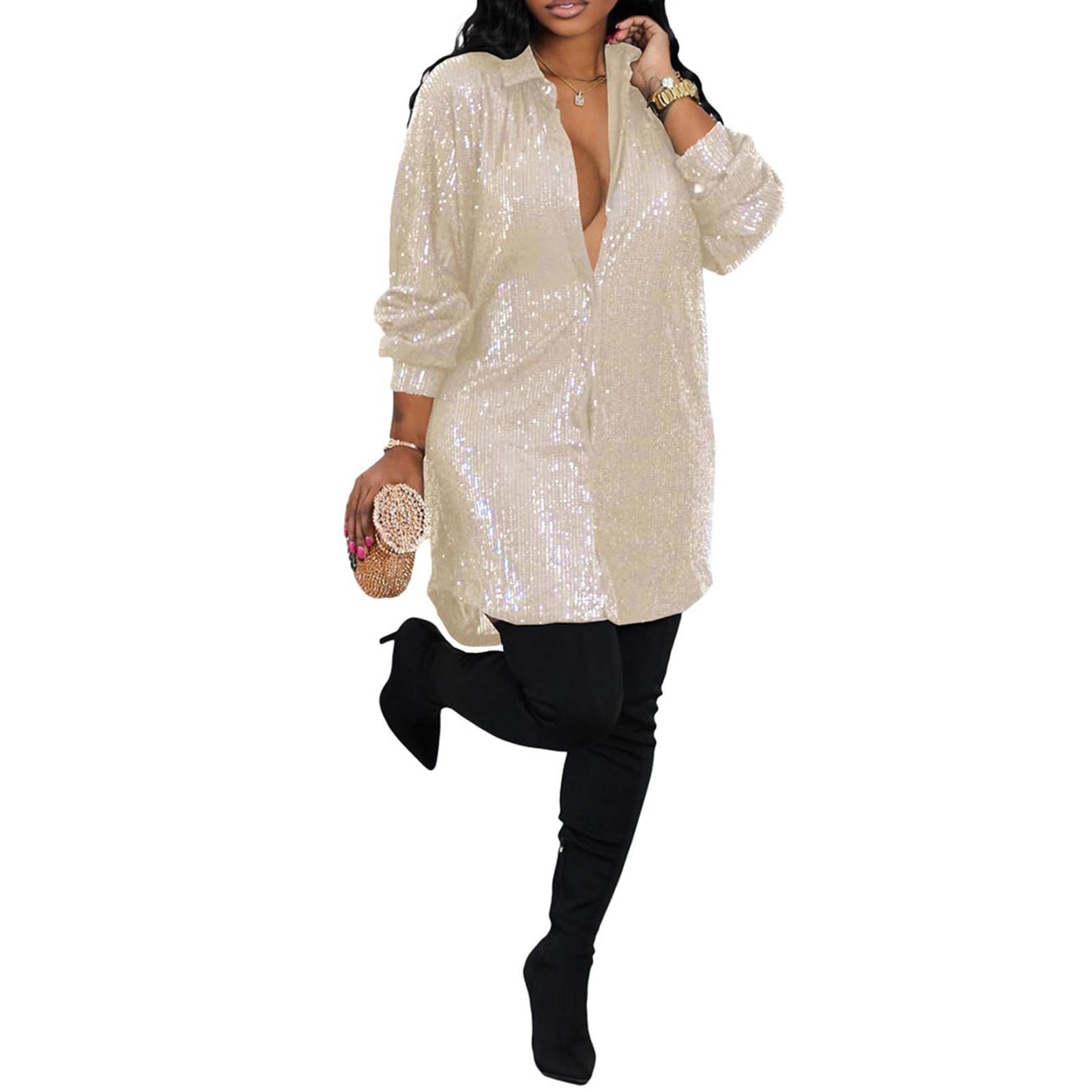 Женское свободное платье-рубашка на пуговицах с пайетками и длинными рукавами для вечеринок и клубов XXXL
Женское свободное платье-рубашка на пуговицах с пайетками и длинными рукавами для вечеринок и клубов XXXL