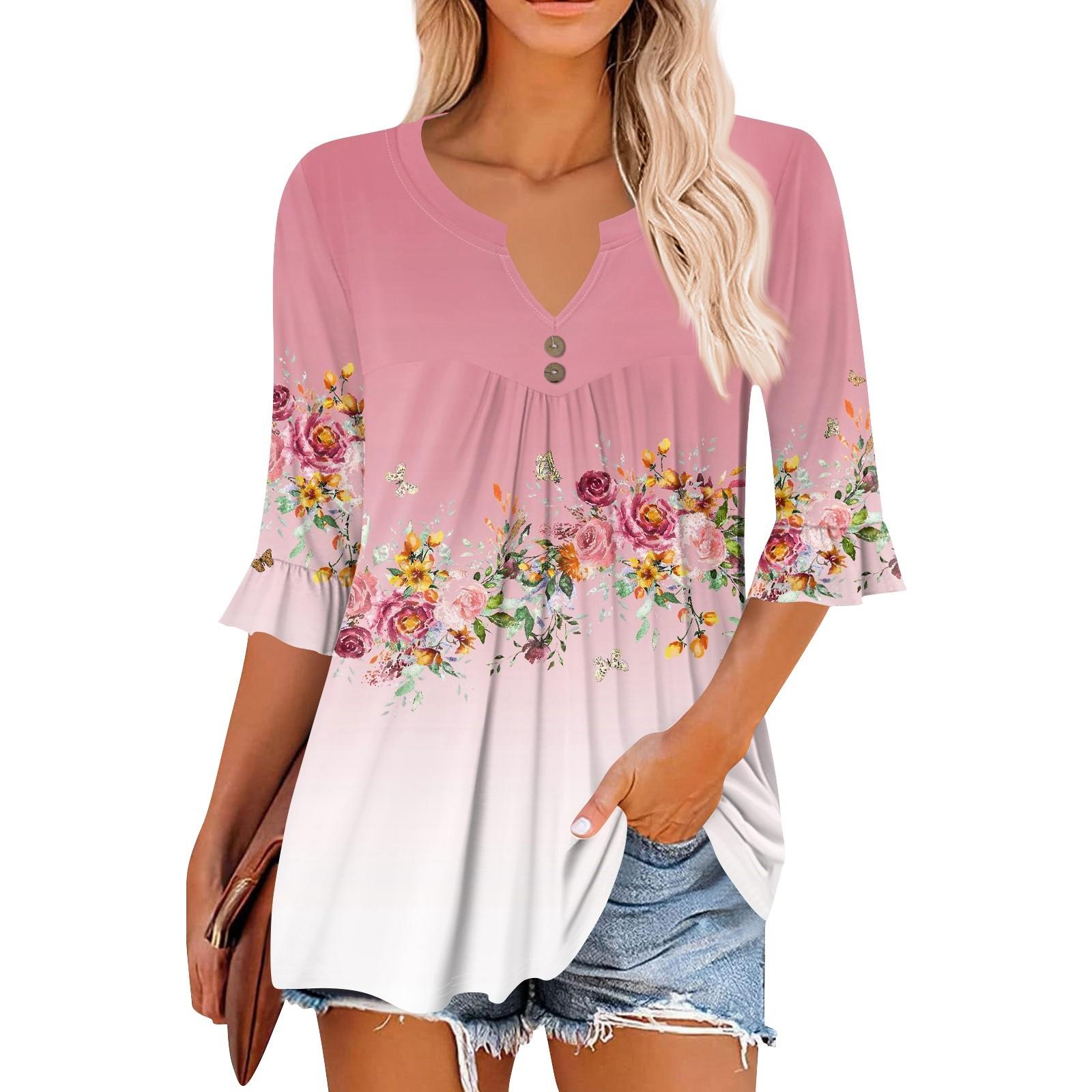 3/4 рукава топы для женщин повседневные оборки V-образный вырез футболки рабочие блузки нарядные туники топы L
3/4 рукава топы для женщин повседневные оборки V-образный вырез футболки рабочие блузки нарядные туники топы L