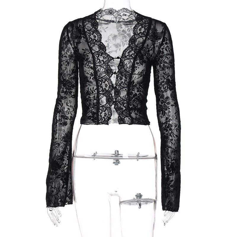 European and American Hot-Selling Women s Clothing 2025 Summer New Fashion Printed Sexy Mesh Lace Cardigan T-Shirt Foreign Trade Black XS
European and American Hot-Selling Women s Clothing 2025 Summer New Fashion Printed Sexy Mesh Lace Cardigan T-Shirt Foreign Trade Black XS