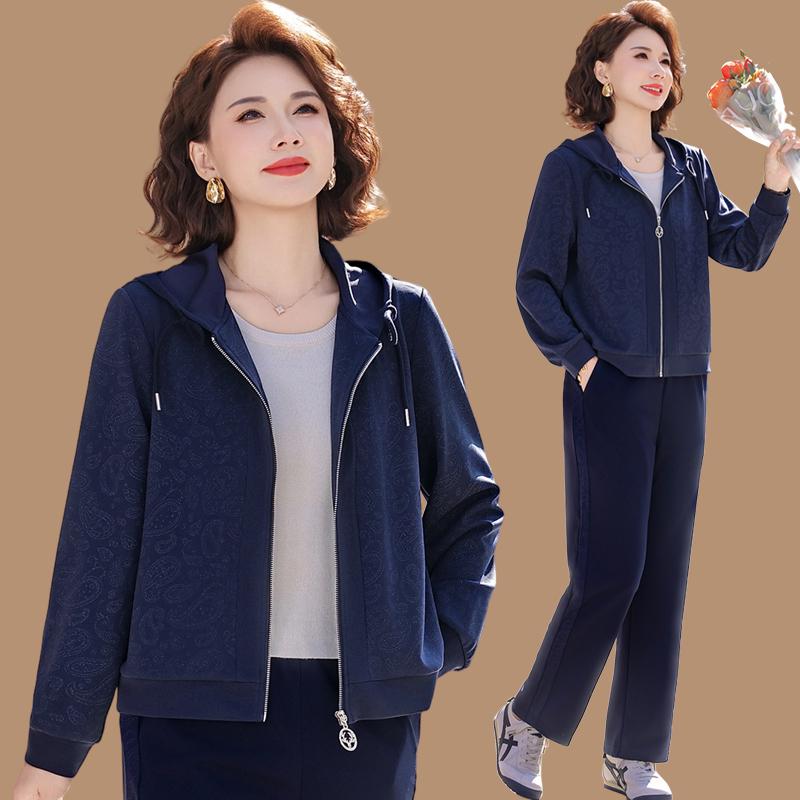 Spring 2026 Hooded Jacket & Pants Set for Middle-Aged Women - Casual Sportswear for Spring & Autumn 5XL (approx. 150-160 jin) темно-синього кольору
Spring 2026 Hooded Jacket & Pants Set for Middle-Aged Women - Casual Sportswear for Spring & Autumn 5XL (approx. 150-160 jin) темно-синього кольору