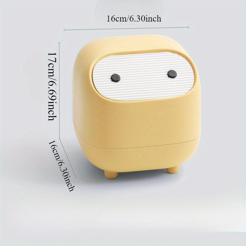 Мини настольная мусорка Ниндзя, Двухслойная, Нажимной тип, Крышка с тихим закрыванием, Прямоугольная, Прочный пластик, Компактное бытовое мусорное ведро с крышкой жёлтый