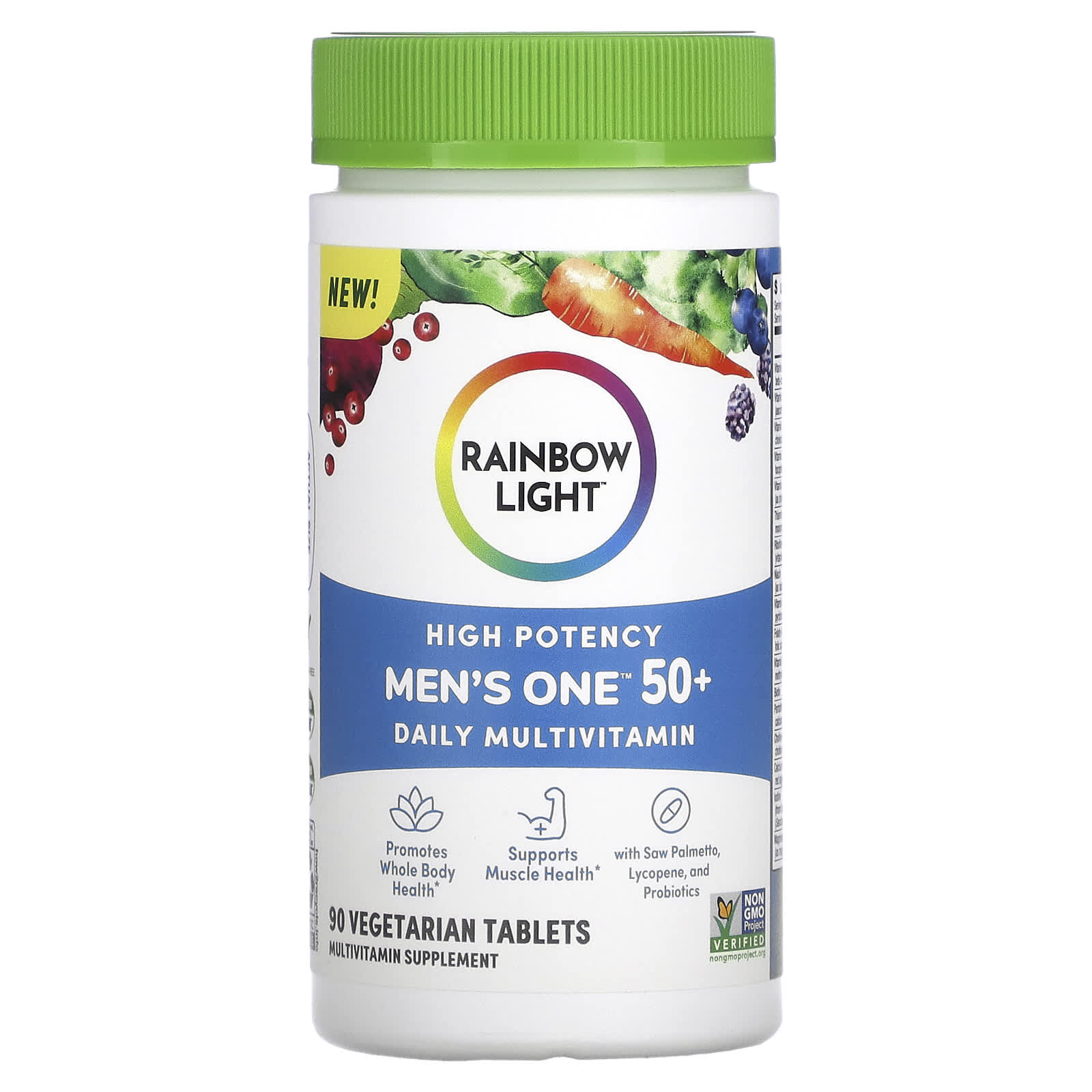 Rainbow Light, Чоловічий мультивітамін One Daily для людей старше 50 років, високої потенції, 90 вегетаріанських таблеток
Rainbow Light, Чоловічий мультивітамін One Daily для людей старше 50 років, високої потенції, 90 вегетаріанських таблеток