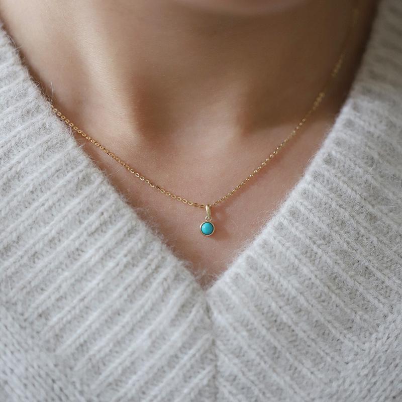 Retro 925 Sterling Silver 14k Gold Plated Necklace for Women Blue Turquoise Mini Geometric Round Pendant Clavicle Chain Gold
Retro 925 Sterling Silver 14k Gold Plated Necklace for Women Blue Turquoise Mini Geometric Round Pendant Clavicle Chain Gold