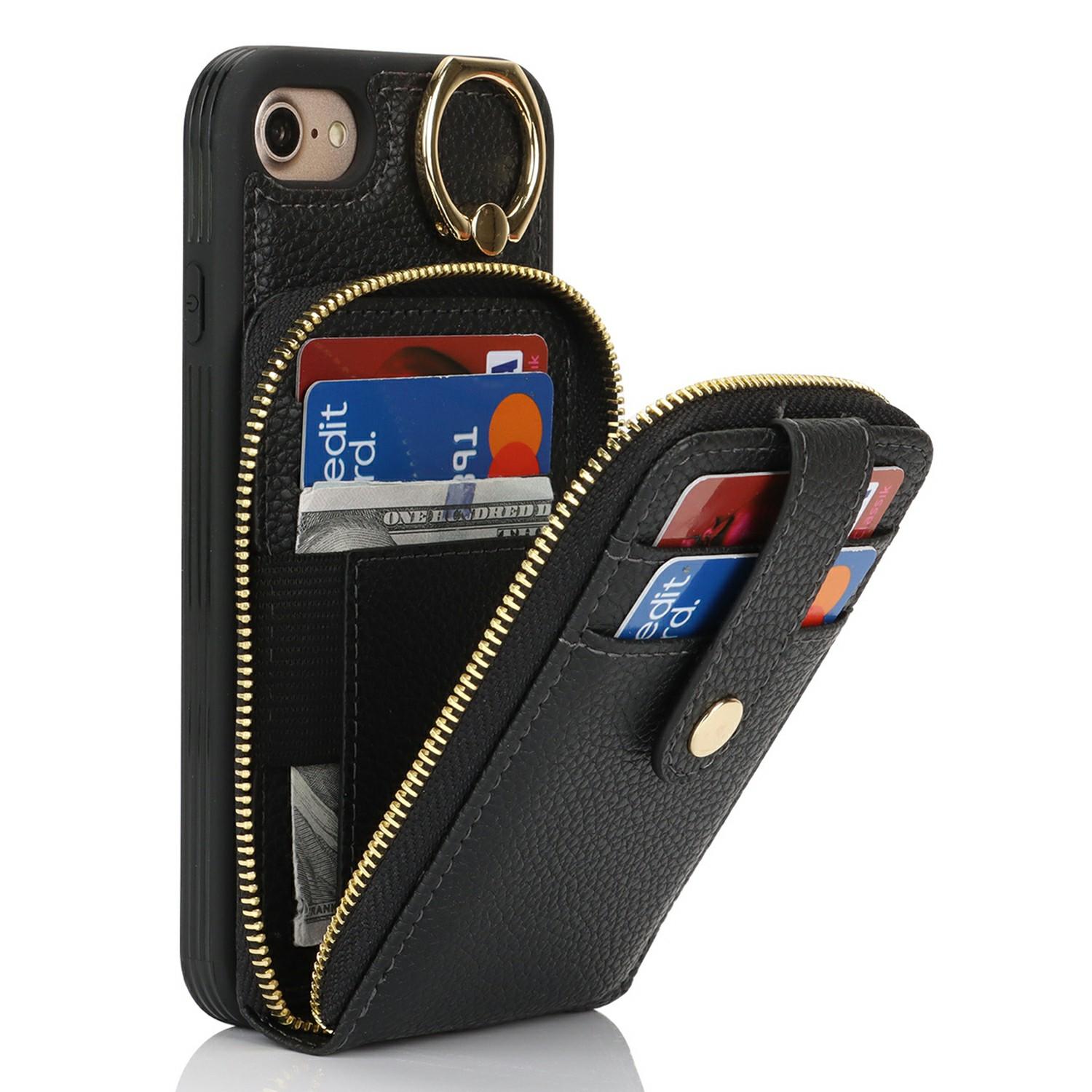 For iPhone SE (2022)/(2020)/8/7 Case with Zipper Pouch/Ring Kickstand/Strap Litchi Texture PU+TPU Phone Cover White
For iPhone SE (2022)/(2020)/8/7 Case with Zipper Pouch/Ring Kickstand/Strap Litchi Texture PU+TPU Phone Cover White