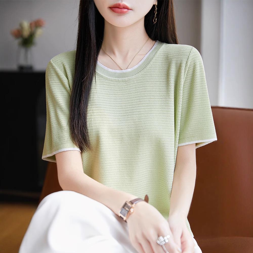 Women s Slim Fit Color Block Crew Neck Knit Top - Spring/Summer Fashion Staple L (105-125 jin)
Women s Slim Fit Color Block Crew Neck Knit Top - Spring/Summer Fashion Staple L (105-125 jin)