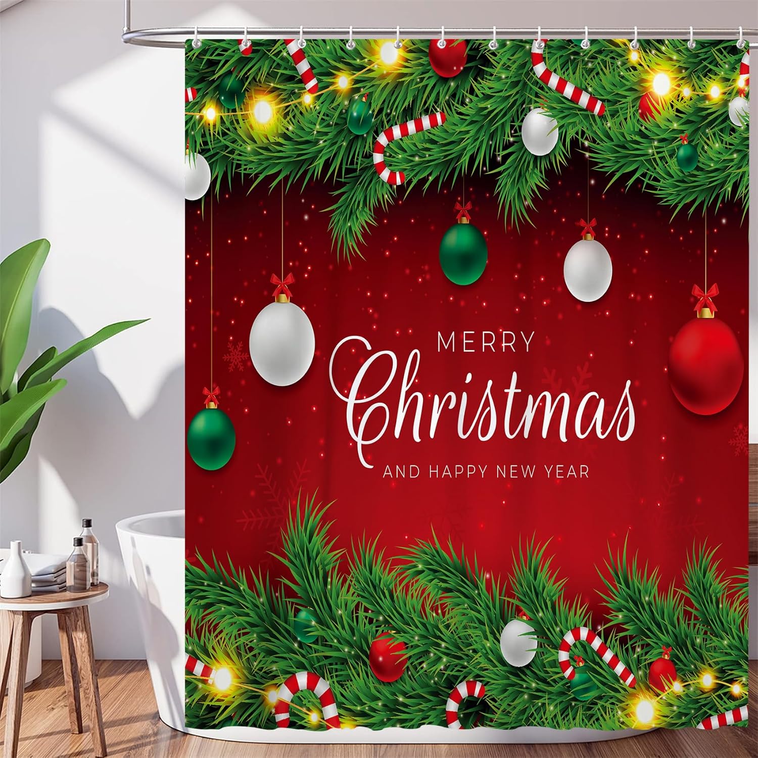 Christmas Tree Shower Curtain - Cute Green Beige Retro Xmas Design, Waterproof Polyester, Winter Holiday Bath Decor W60H190(CM)-1 Pcs
Christmas Tree Shower Curtain - Cute Green Beige Retro Xmas Design, Waterproof Polyester, Winter Holiday Bath Decor W60H190(CM)-1 Pcs