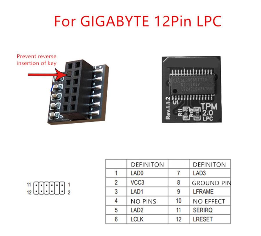 TPM 2.0 Security module supports version 2.0 WIN11 system upgrade for Gigabyte 12PIN LPC
TPM 2.0 Security module supports version 2.0 WIN11 system upgrade for Gigabyte 12PIN LPC