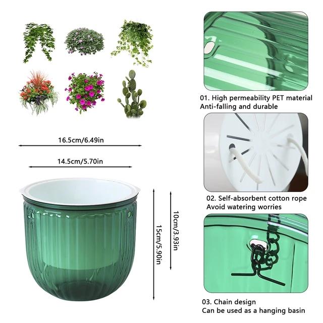 2Pcs Flowerpot Self Absorbing Water Hanging Planter Thickened Premium Planter Hydroponic Soil Cultivation Lazy Flower Pot Garden
2Pcs Flowerpot Self Absorbing Water Hanging Planter Thickened Premium Planter Hydroponic Soil Cultivation Lazy Flower Pot Garden