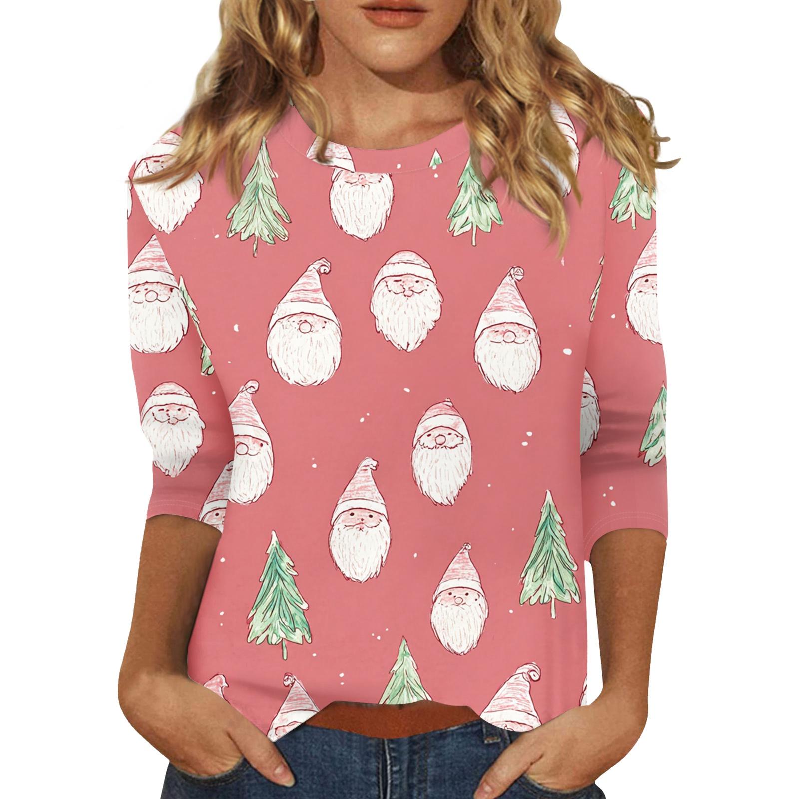 Женский топ с круглым вырезом и рукавом 3/4 с рождественским принтом L горячий розовый
Женский топ с круглым вырезом и рукавом 3/4 с рождественским принтом L горячий розовый