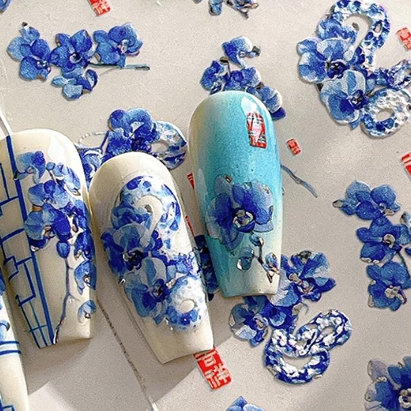 1 Sheet Blue White Porcelain Snake Chinese Style 3D Nail Art Sticker Flower Silver Back Adhesive Manicure Decals
1 Sheet Blue White Porcelain Snake Chinese Style 3D Nail Art Sticker Flower Silver Back Adhesive Manicure Decals