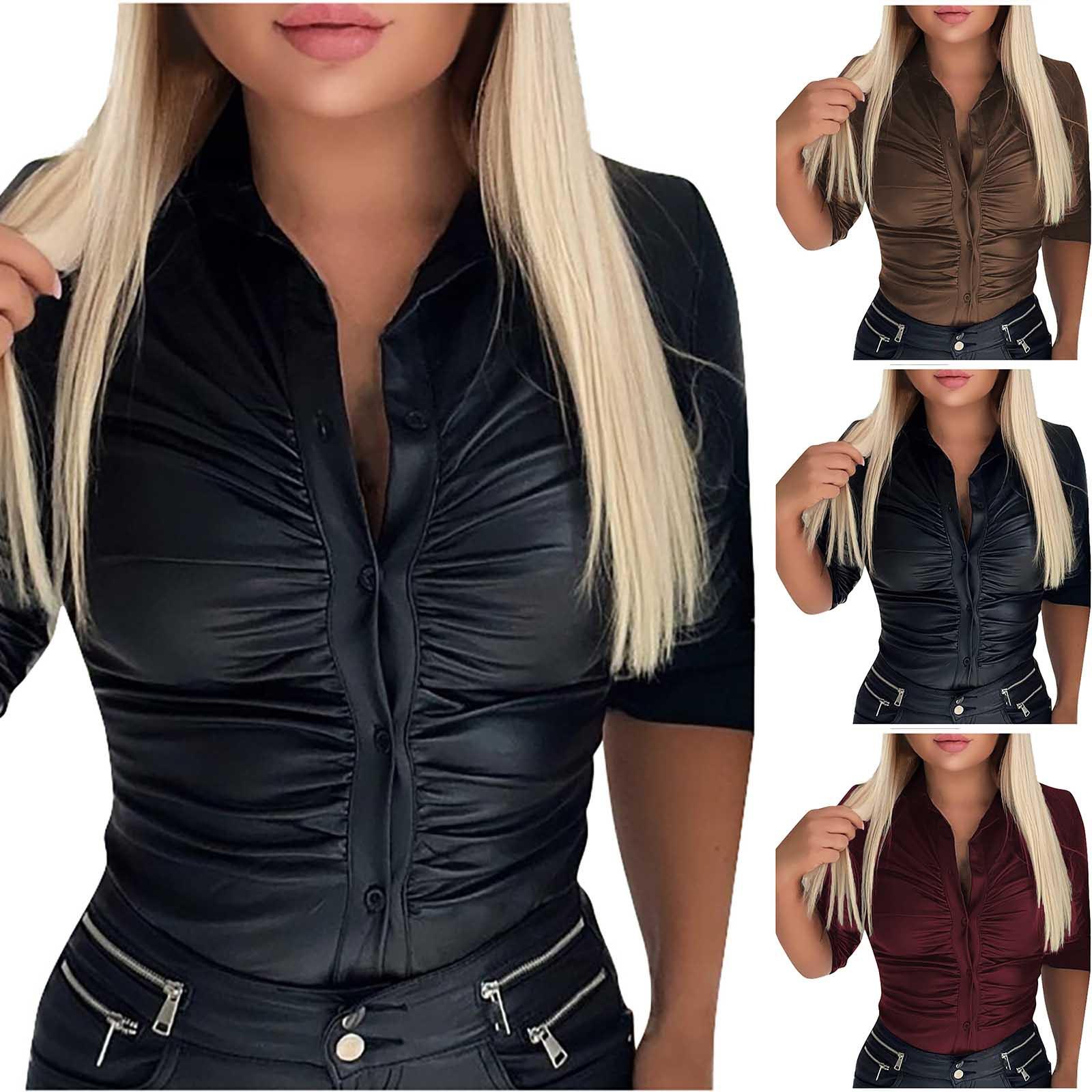 (Куниде) Женская мода, однотонная повседневная свободная однобортная рубашка Slim Fit, топ-рубашка
(Куниде) Женская мода, однотонная повседневная свободная однобортная рубашка Slim Fit, топ-рубашка