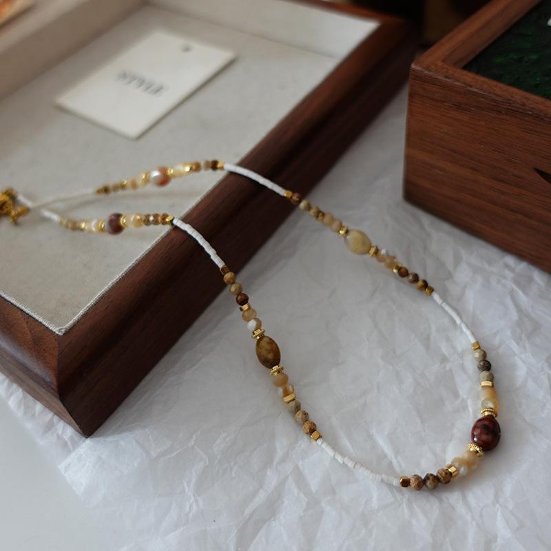 Ожерелье из глазурованных камней, цепочка для свитера с бусинами из цветных камней ручной работы, индивидуальная простота и продвинутый смысл, бирюзовая цепочка на ключицу.
Ожерелье из глазурованных камней, цепочка для свитера с бусинами из цветных камней ручной работы, индивидуальная простота и продвинутый смысл, бирюзовая цепочка на ключицу.