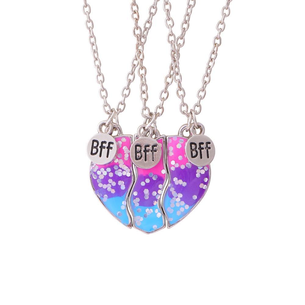 3 Pcs Heart Matching Best Friends Necklace BFF Charm Glitter Gradient Color Chain Choker For Girls Bestie Friendship Gift 50cm
3 Pcs Heart Matching Best Friends Necklace BFF Charm Glitter Gradient Color Chain Choker For Girls Bestie Friendship Gift 50cm