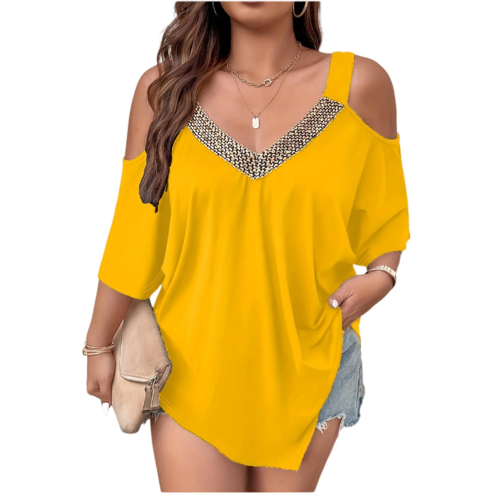 Plus Size Women s Fashion Casual Loose Elegant V-neck Sling Camisole Off-shoulder Top XL жовтий
Plus Size Women s Fashion Casual Loose Elegant V-neck Sling Camisole Off-shoulder Top XL жовтий