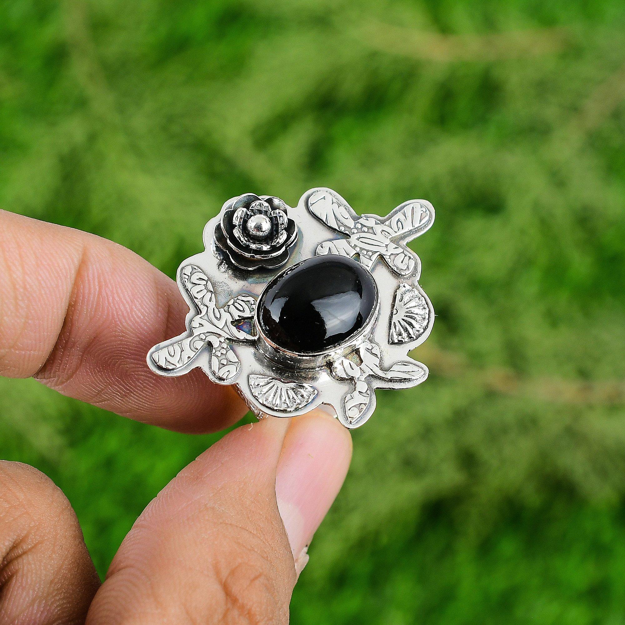 Black Onyx Gemstone Sterling Silver New Flower Anniversary Promise Ring Jewelry Adjustable
Black Onyx Gemstone Sterling Silver New Flower Anniversary Promise Ring Jewelry Adjustable